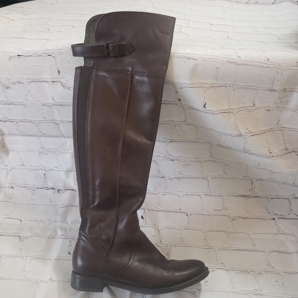 Aldo Tall Riding Boots Brown Leather Zippered Pull On Womens Size 37 US Size 6.5 - Picture 4 of 9